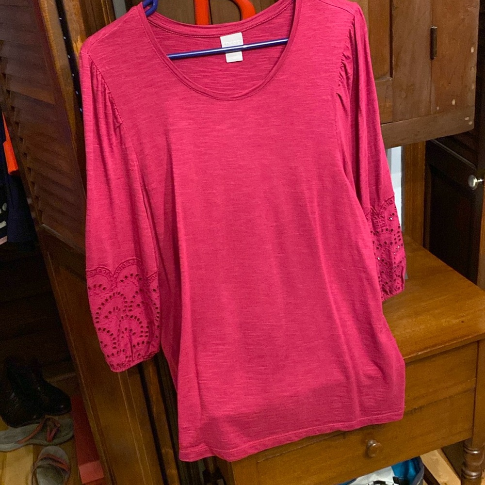 Chico’s 3/4 Sleeve Tunic Eyelet Sleeves